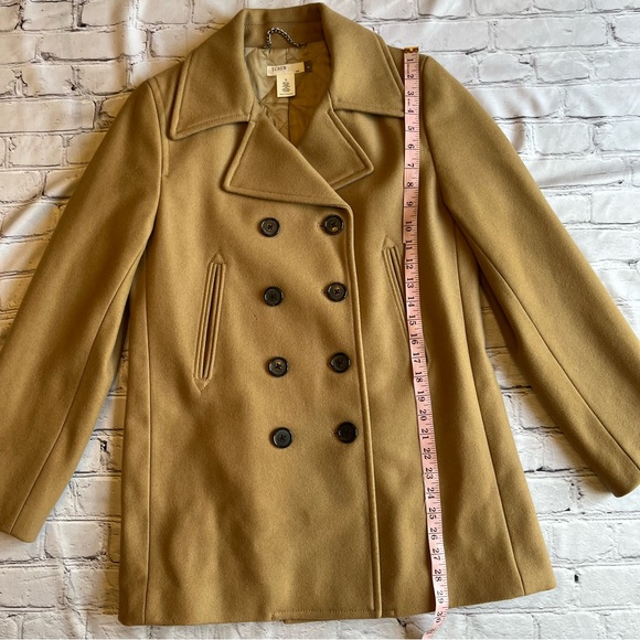J. Crew Vintage Y2K Pea Coat Double Breasted Camel Neutral Wool Blend Medium - Picture 8 of 11
